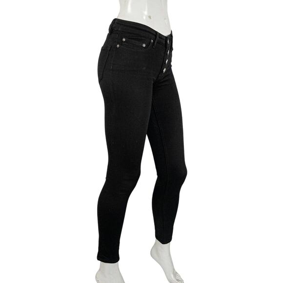ALL SAINTS Women's Button Mast Skinny Jeans Jet Black size 24 - Picture 4 of 11